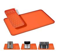 VINATO Tappetino Resistente al Calore per Friggitrice ad Aria, 65x40cm Tappetino Ignifugo Silicone cucina, Protezione Piani di Lavoro Antiscivolo per Friggitrici ad Aria(Arancione)