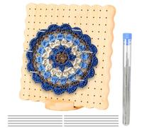 VINATO Tavola per Bloccare in Bambù, Tavola di Bloccaggio con 10 Pini in Acciaio Inox, Base e Accessori, 19.5x19.5cm - per Granny Squares all'Uncinetto, Dimensioni Medie