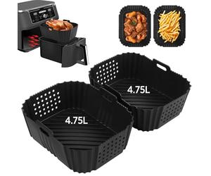 VINATO Teglie in Silicone per Friggitrice ad Aria 2 Pezzi, 19x14x7 cm Accessori per Ninja Double Stack XL 9.5L (SL400UK/AF400UK/AF300UK), Piastre Riusabili Forno/Microonde