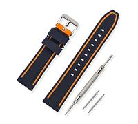 VINBAND Cinturini Orologi Alta Qualità Orologi Bracciale Caucciù Doppio Strato Bicolori - 20mm, 22mm, 24mm, 26mm Gomma Cinturino Orologio Fibbia Dell'acciaio Inossidabile Spazzolato(24mm, Arancione)