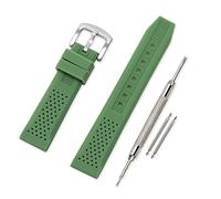 VINBAND Cinturini Orologi Alta qualità Orologi Bracciale in Caucciù - 16mm, 18mm, 20mm, 22mm, 24mm Gomma Cinturino Orologio Fibbia Dell'acciaio Inossidabile Spazzolato (24mm, verde)