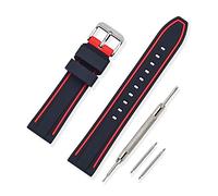 VINBAND Cinturini Orologi Alta Qualità Orologi Bracciale in Caucciù Doppio Strato Bicolori - 20mm, 22mm, 24mm, 26mm Gomma Cinturino Orologio Fibbia Dell'acciaio Inossidabile Spazzolato (24mm, Rosso)