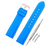 VINBAND Cinturino in silicone cinturino caucciù multicolore impermeabile argento fibbia 18, 20, 22, 24 mm - cinturini orologi orologio cinturino (20mm, azzurro)