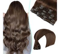 VINBAO Estensione capelli naturali, marrone cioccolato 55cm 22 pollici 6 pezzi 120g estensione capelli naturali clip estensione umani capelli diritti capelli estensione clip clip clip (#4-22inch)