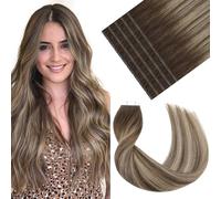 VINBAO Extension adesive in capelli veri, balayage marrone cioccolato, miele misto, biondo Remy Invisible Hair Extension Tape in spessore 20 pezzi da 50 g 50 cm in 20 pollici #4/27/4