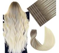 VINBAO Extension con nastro in veri capelli umani, colore #8 castano cenere sfumato a 60 biondo platino, 50 grammi, 20 pezzi, extension con nastro in capelli Remy senza cuciture (T18 pollici, 8/60)