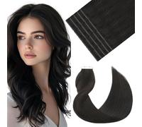 VINBAO Extension con nastro in veri capelli umani lisci, 50 g, 20 pezzi, colore nero naturale, 35,5 cm (35,5 cm, #1B)