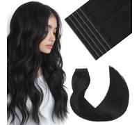 VINBAO Extension in capelli veri, 45 cm, 20 pezzi da 50 g, capelli veri, capelli veri, profondi, colore nero, con cuciture nastrate, 18 pollici #1