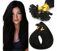 VINBAO Extension in capelli veri con punta a U e cheratina, capelli veri, 45 cm, 50 g, 50 pezzi, a U Tip # 1