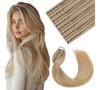 VINBAO Invisible - Micro nastro per extension in capelli veri, 35 cm, 50 g, 20 pezzi, capelli lisci da 14" #10/16/16