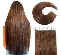 VINBAO Invisible Tape in extension di capelli veri, colore cioccolato, marrone, 40 cm, 20 pezzi da 50 g, extension in capelli veri, extension lisce da 16 pollici #4