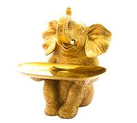 Vinbcorw Elefante decorativo chiave ciotola statua con vassoio in acciaio inox scultura figurine decorativo moda decorazione della casa multifunzione