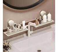 Vinbcorw Mensola da Parete per lavandino, portaoggetti con Ventosa per Bagno e Cucina, mensola da Doccia con Ventosa, portaoggetti Rimovibile e Organizer,Bianca,60cm