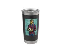 VINCENT CON STRISCE MOSTRA UN RITRATTO DI CALCIO AMORE Bicchiere termico in acciaio inox doppia parete