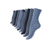 Vincent Creation 10 paia di calzini per donna delle ragazze dotted e rigato (39/42, blu)