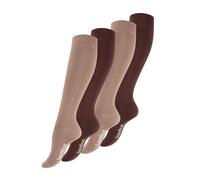 Vincent Creation 4 paia di calze al ginocchio da donna in bambù, colore nero, blu scuro, beige/marrone, punta rimagliata a mano (senza cuciture), calze sanitarie, beige/marrone, 39-42