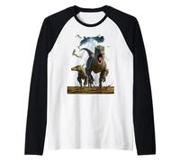 Vincent HIE Velociraptor Jurassic Predator Classico Dinosauro Maglia con Maniche Raglan