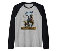Vincent HIE Velociraptor Jurassic Predator Dinosaur Classic Maglia con Maniche Raglan