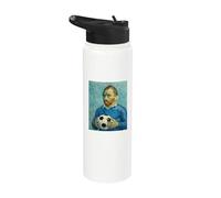 VINCENT MOSTRA L'AMORE PER IL CALCIO IN UN RITRATTO BLU Stainless Steel Insulated Water Bottle