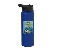 VINCENT MOSTRA L'AMORE PER IL CALCIO IN UN RITRATTO BLU Stainless Steel Insulated Water Bottle