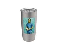 VINCENT MOSTRA UN RITRATTO PER IL CALCIO AMORE A STRISCE BLU Bicchiere termico in acciaio inox doppia parete