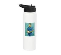 VINCENT MOSTRA UN RITRATTO PER IL CALCIO AMORE A STRISCE BLU Stainless Steel Insulated Water Bottle