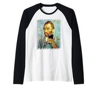 Vincent Van Gogh Divertente Cellulare Selfie Auto Ritratto Maglia con Maniche Raglan