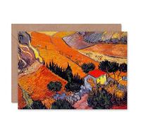 VINCENT VAN GOGH LANDSCAPE WITH HOUSE PLOUGHMAN 1889 BLANK GREETINGS CARD