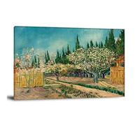 Vincent Van Gogh - Poster decorativo con stampa frutteto in fiore, con cipressi, 50 x 75 cm