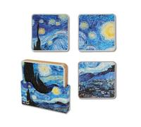 Vincent Van Gogh, set di 4 sottobicchieri per notte stellata