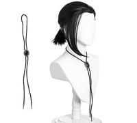 Vincent Vega Parrucca con Cravatta per Uomo Adulto Parrucca Corta Nera con Codino per Costume da Uomo Cosplay Festa di Halloween