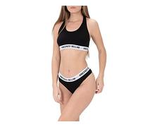 Vincenzo Bellini Set di 3 biancheria intima da donna, colore nero, composto da bralette e stringhe, cotone di alta qualità, traspirante e confortevole, perfetto per lo sport e la vita quotidiana (XS,