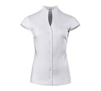 Vincenzo Boretti Blusa, Modern-Fit/Taglio Abbastanza Aderente, Colletto Alto, Jersey, Maniche Corte Bianco 38