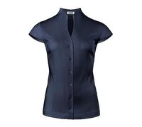 Vincenzo Boretti Blusa, Modern-Fit/Taglio Abbastanza Aderente, Colletto Alto, Jersey, Maniche Corte Blu Scuro 40