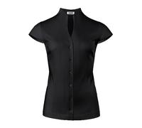 Vincenzo Boretti Blusa, Modern-Fit/Taglio Abbastanza Aderente, Colletto Alto, Jersey, Maniche Corte Nero 42