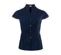 Vincenzo Boretti Blusa, Modern-Fit/Taglio Abbastanza Aderente, Colletto Alto, Maniche Corte - Facile da Stirare Blu Scuro 46