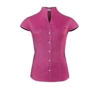 Vincenzo Boretti Blusa, Modern-Fit/Taglio Abbastanza Aderente, Colletto Alto, Morbido Oxford, Maniche Corte Rosso 42