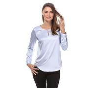 Vincenzo Boretti Blusa, Taglio Abbastanza Aderente, Scollo Rotondo Blu Ghiaccio S