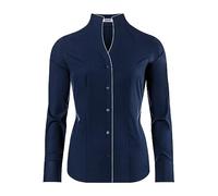 Vincenzo Boretti Camicia-Blusa Donna Elegante, Colletto Alto, Manica-Lunga, in Tinta Unita, Facile da Stirare, Taglio Abbastanza Aderente/Modern-Fit