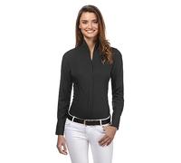 Vincenzo Boretti Camicia-Blusa Donna Elegante, Colletto Alto, Manica-Lunga, in Tinta Unita, Facile da Stirare, Taglio Abbastanza Aderente/Modern-Fit Nero 42