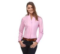 Vincenzo Boretti Camicia-Blusa Donna Elegante, Colletto Alto, Manica-Lunga, in Tinta Unita, Facile da Stirare, Taglio Abbastanza Aderente/Modern-Fit Fucsia Scuro 40