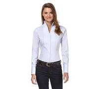 Vincenzo Boretti Camicia-Blusa Donna Elegante, Colletto Alto, Manica-Lunga, in Tinta Unita, Facile da Stirare, Taglio Abbastanza Aderente/Modern-Fit Blu Ghiaccio 44