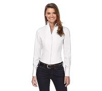 Vincenzo Boretti Camicia-Blusa Donna Elegante, Colletto Alto, Manica-Lunga, in Tinta Unita, Facile da Stirare, Taglio Abbastanza Aderente/Modern-Fit Bianco 44