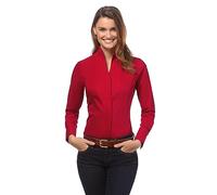 Vincenzo Boretti Camicia-Blusa Donna Elegante, Colletto Alto, Manica-Lunga, in Tinta Unita, Facile da Stirare, Taglio Abbastanza Aderente/Modern-Fit Rosso 38