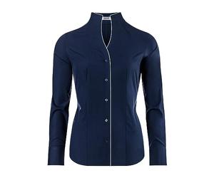 Vincenzo Boretti Camicia-Blusa Donna Elegante, Colletto Alto, Manica-Lunga, in Tinta Unita, Facile da Stirare, Taglio Abbastanza Aderente/Modern-Fit