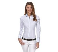 Vincenzo Boretti Camicia-Blusa Donna Elegante, Taglio Abbastanza Aderente, Manica-Lunga, in Tinta Unita, Facile da Stirare, Collo Classico Blu Ghiaccio 40