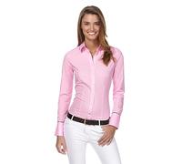 Vincenzo Boretti Camicia-Blusa Donna Elegante, Taglio Abbastanza Aderente, Manica-Lunga, in Tinta Unita, Facile da Stirare, Collo Classico Fucsia Scuro 46