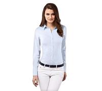 Vincenzo Boretti Camicia-Blusa Donna Elegante, Taglio Aderente/Slim-Fit, Elastica-Stretch, Collo Classico, Manica-Lunga, in Tinta Unita - Easy Iron, Facile da Stirare Blu Ghiaccio 44