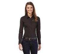 Vincenzo Boretti Camicia-Blusa Donna Elegante, Taglio Aderente/Slim-Fit, Elastica-Stretch, Collo Classico, Manica-Lunga, in Tinta Unita - Easy Iron, Facile da Stirare Nero 40