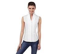 Vincenzo Boretti Camicia-Blusa Elegante, Taglio Abbastanza Aderente, Colletto Alto, Senza Maniche, in Tinta Unita, Facile da Stirare Bianco 46